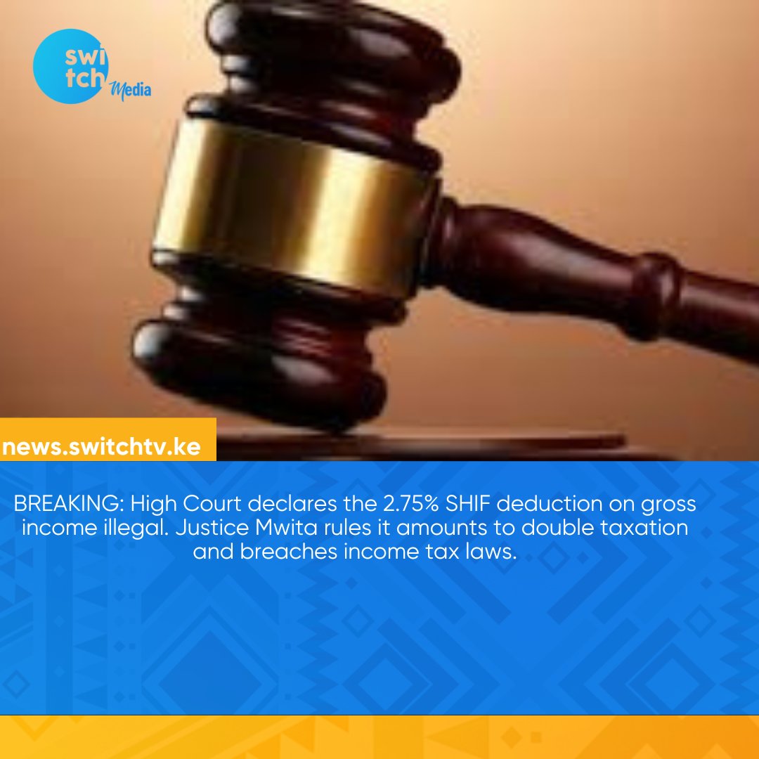 The High Court has declared the 2.75% SHIF deduction on gross income illegal.
Justice Mwita ruled it amounts to double taxation and violates Kenya’s income tax laws.
What are your thoughts on this ruling? Fair or too late?
#SHIF #HighCourt #kE