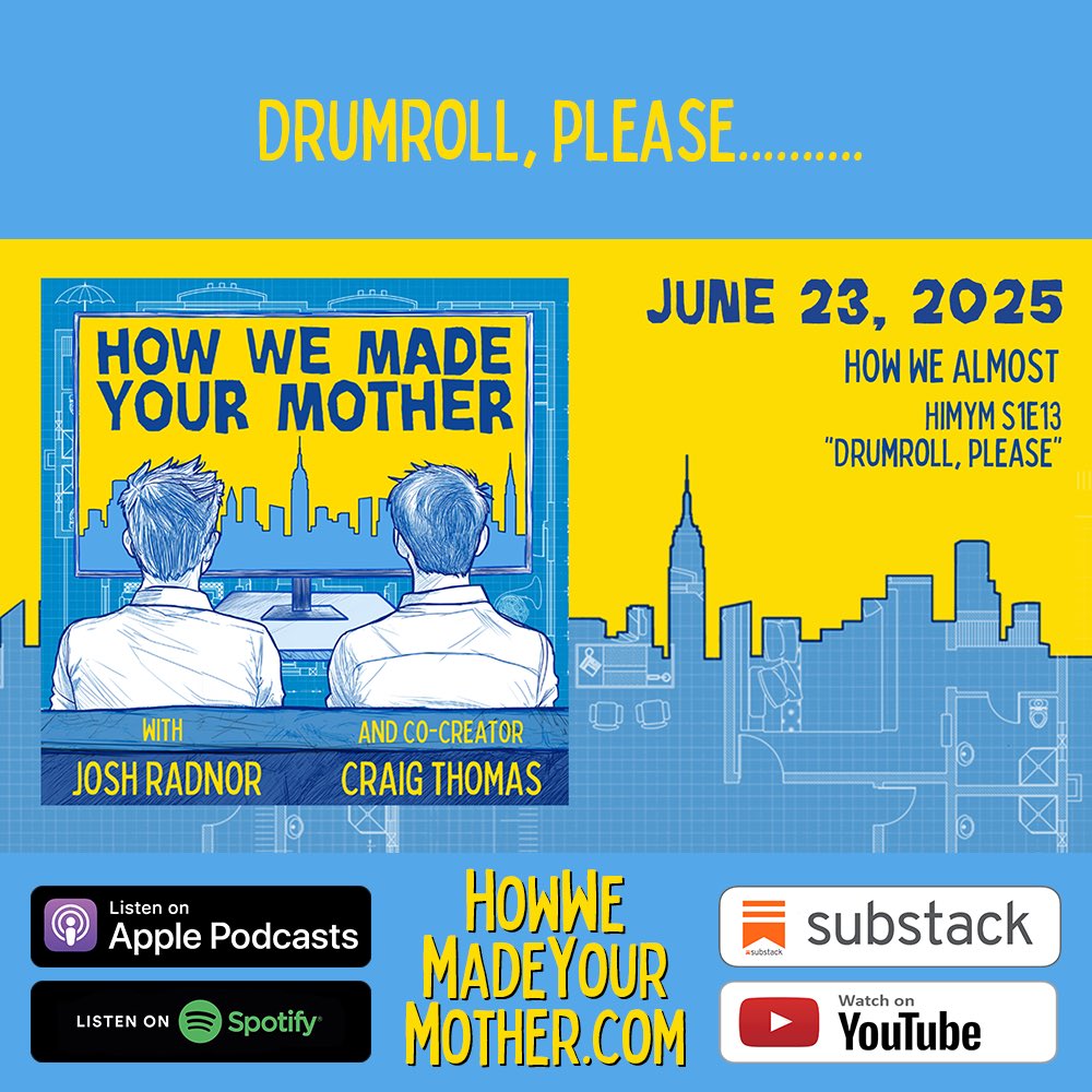 Drumroll please.............
New episode of How We Made Your Mother out today- listen at the link below!
howwemadeyourmother.com