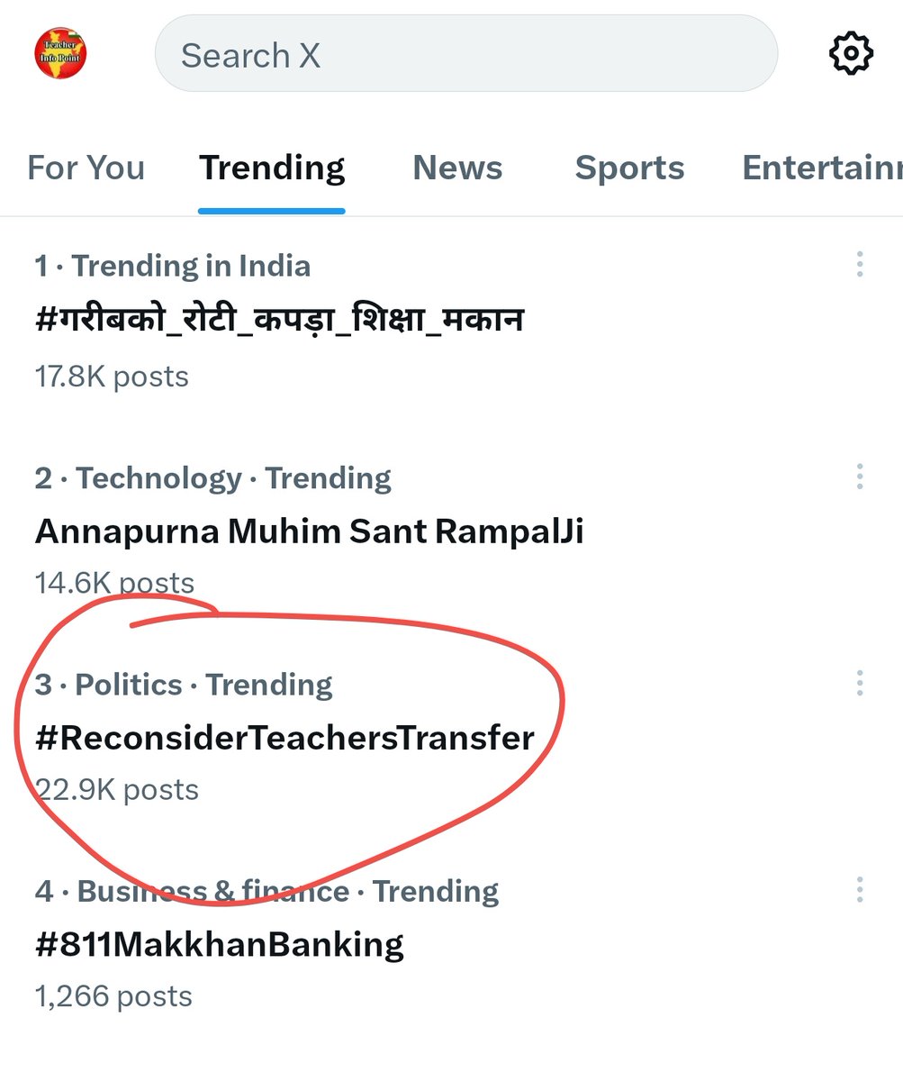 Teacher Info Point (@teacher_point) on Twitter photo पूरे भारत में नंबर 3 पर ट्रेंड कर रहा है बिहार के शिक्षकों के ट्रांसफर का मुद्दा।
#ReconsiderTeachersTransfer
<a href="/sunilkbv/">Sunil Kumar</a> <a href="/NitishKumar/">Nitish Kumar</a> <a href="/yadavtejashwi/">Tejashwi Yadav</a> <a href="/sidarths/">SIDDHARTH IAS</a> <a href="/News18Bihar/">News18 Bihar</a> <a href="/ZeeBiharNews/">Zee Bihar Jharkhand</a> <a href="/Live_Cities/">Live Cities</a> <a href="/DainikBhaskar/">Dainik Bhaskar</a> पूरे भारत में नंबर 3 पर ट्रेंड कर रहा है बिहार के शिक्षकों के ट्रांसफर का मुद्दा।
#ReconsiderTeachersTransfer
<a href="/sunilkbv/">Sunil Kumar</a> <a href="/NitishKumar/">Nitish Kumar</a> <a href="/yadavtejashwi/">Tejashwi Yadav</a> <a href="/sidarths/">SIDDHARTH IAS</a> <a href="/News18Bihar/">News18 Bihar</a> <a href="/ZeeBiharNews/">Zee Bihar Jharkhand</a> <a href="/Live_Cities/">Live Cities</a> <a href="/DainikBhaskar/">Dainik Bhaskar</a>