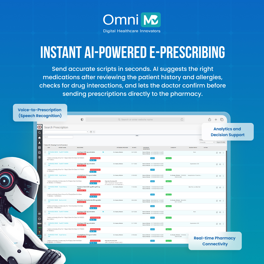 omnimd's tweet photo. Before you think medication, the system already has.
EHR, PMS & RPM now work like a shared brain.
AI tracks vitals, flags risks & suggests next steps.
You just review & approve.
See clinical foresight in action.
#AIinHealthcare #EHR #PMS #RPM #DigitalHealth #OmniMD #MedicalAI https://t.co/5QJNuHsyJ5