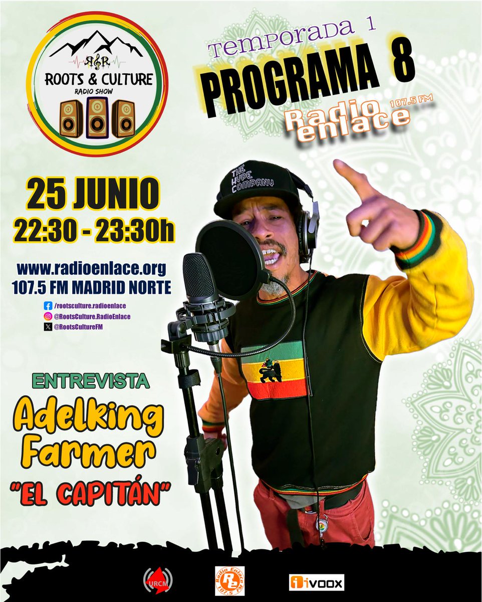 Este Miércoles volvemos con un nuevo programa de " Roots&amp;Culture " , nos acompañará Adelking Farmer.  No t lo puedes perder!!! ONE LOVE💚💛❤️