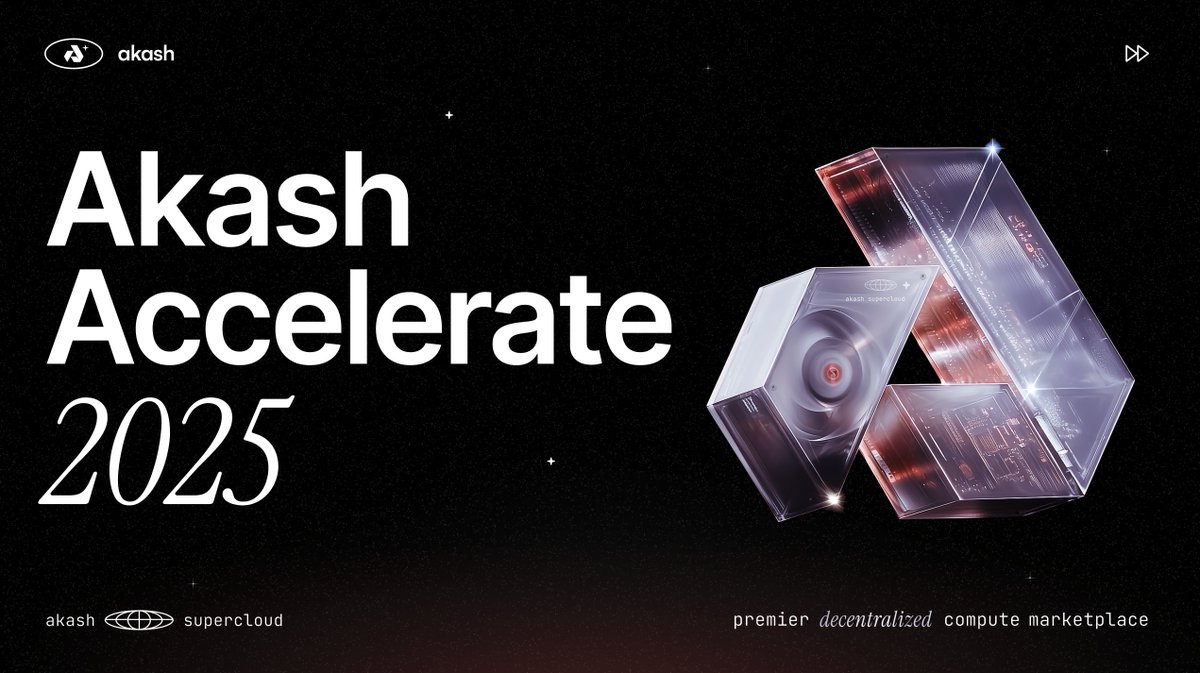Akash Accelerate 2025 is kicking off now! 

Tune into the official livestream, starting at 10:00 AM ET:
akash.network/akash-accelera…