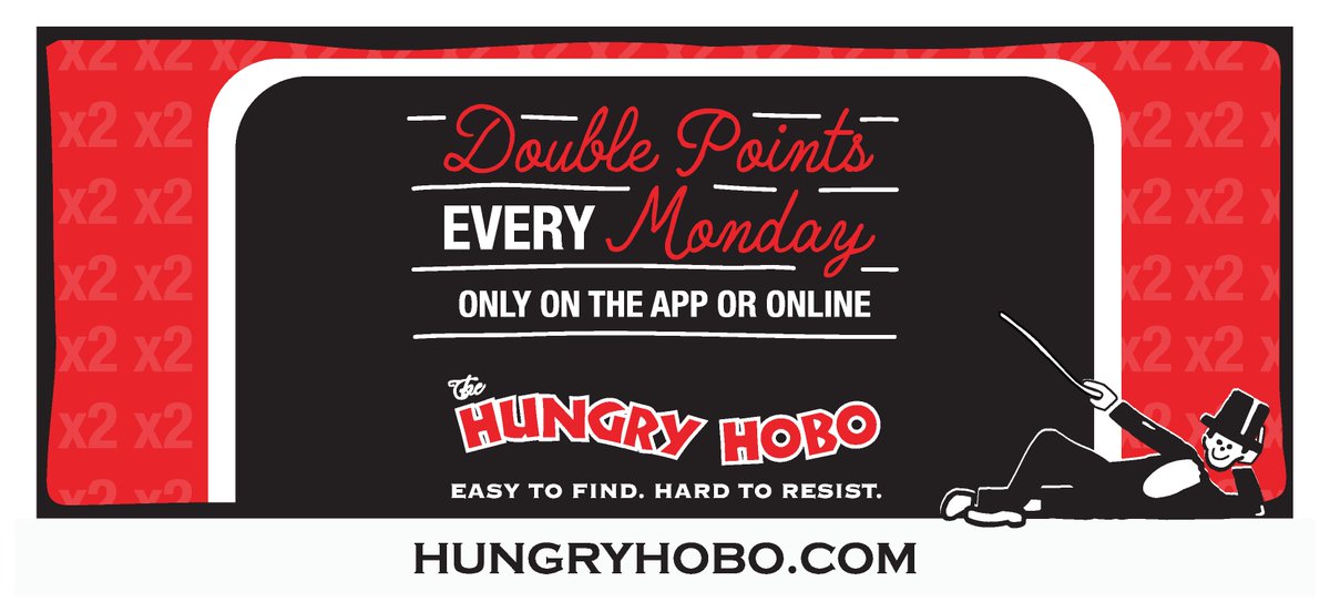 Make your Mondays more rewarding by placing an order through our app or website and get your next $5 Reward that much faster. Enjoy!

orders.hungryhobo.com/locations/the-…