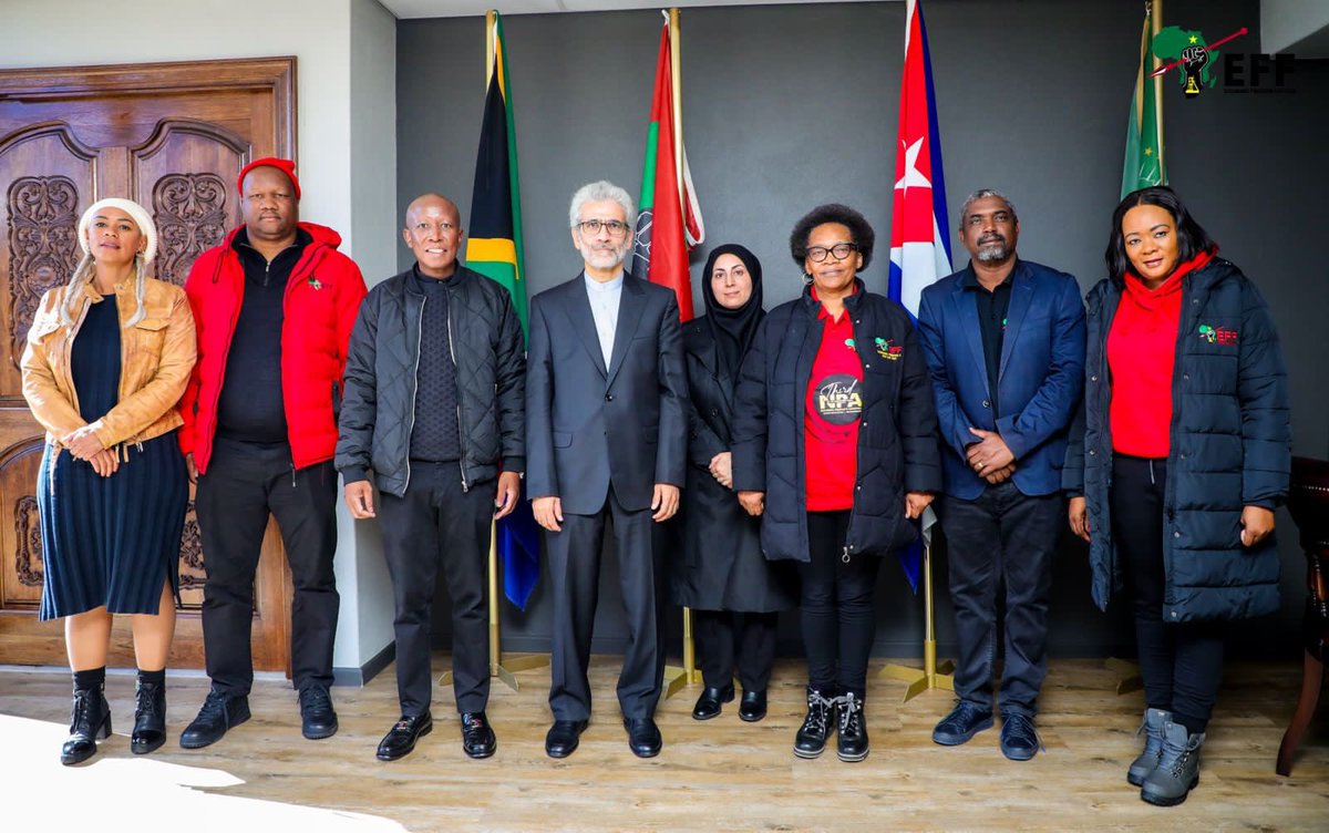 Economic Freedom Fighters (@effsouthafrica) on Twitter photo ♦️In Pictures♦️
The EFF Officials led by CIC <a href="/Julius_S_Malema/">Julius Sello Malema</a> met with the Iranian Ambassador To South Africa, His Excellency Shakib Mehr and his delegation.
The EFF stands in firm solidarity with Iran’s Right To Self-Defence in the face of aggression by Apartheid Israel backed ♦️In Pictures♦️
The EFF Officials led by CIC <a href="/Julius_S_Malema/">Julius Sello Malema</a> met with the Iranian Ambassador To South Africa, His Excellency Shakib Mehr and his delegation.
The EFF stands in firm solidarity with Iran’s Right To Self-Defence in the face of aggression by Apartheid Israel backed