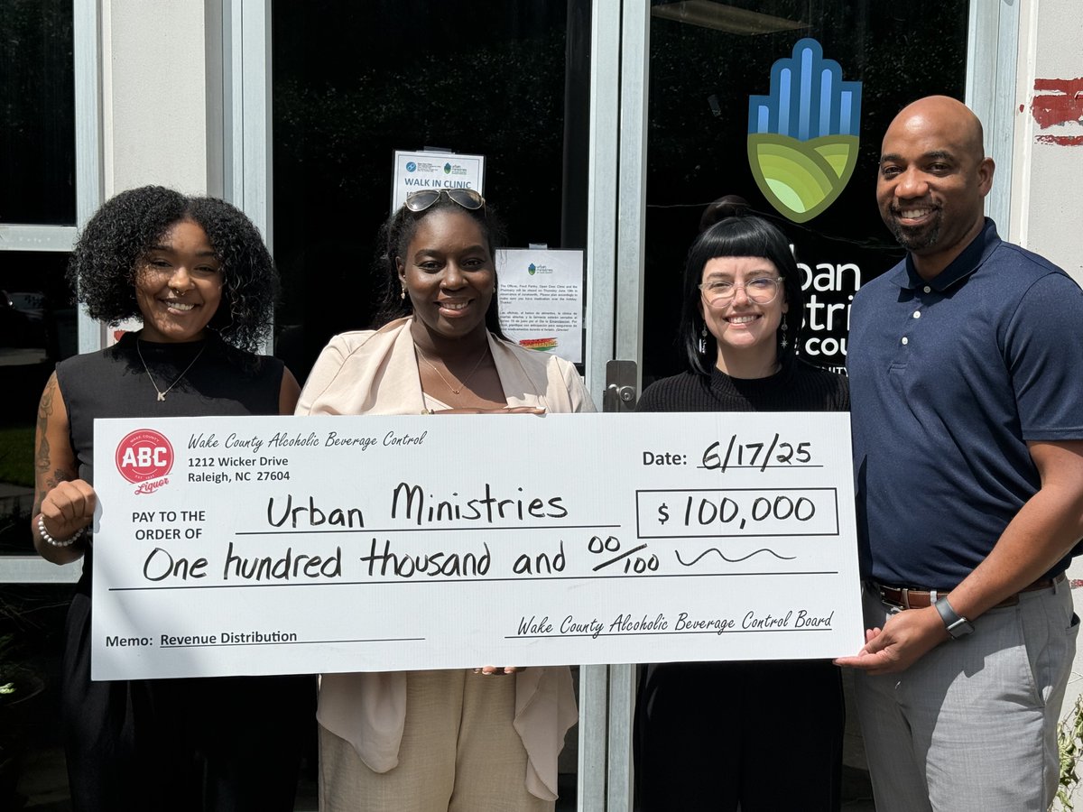"WAKE ABC CARES" is a grant program that Wake County ABC manages for non-profit organizations who supply education and/or treatment for substance/alcohol abuse. We recently awarded a grant to Urban Ministries of Wake County.  Their mission is to serve and advocate on the behalf