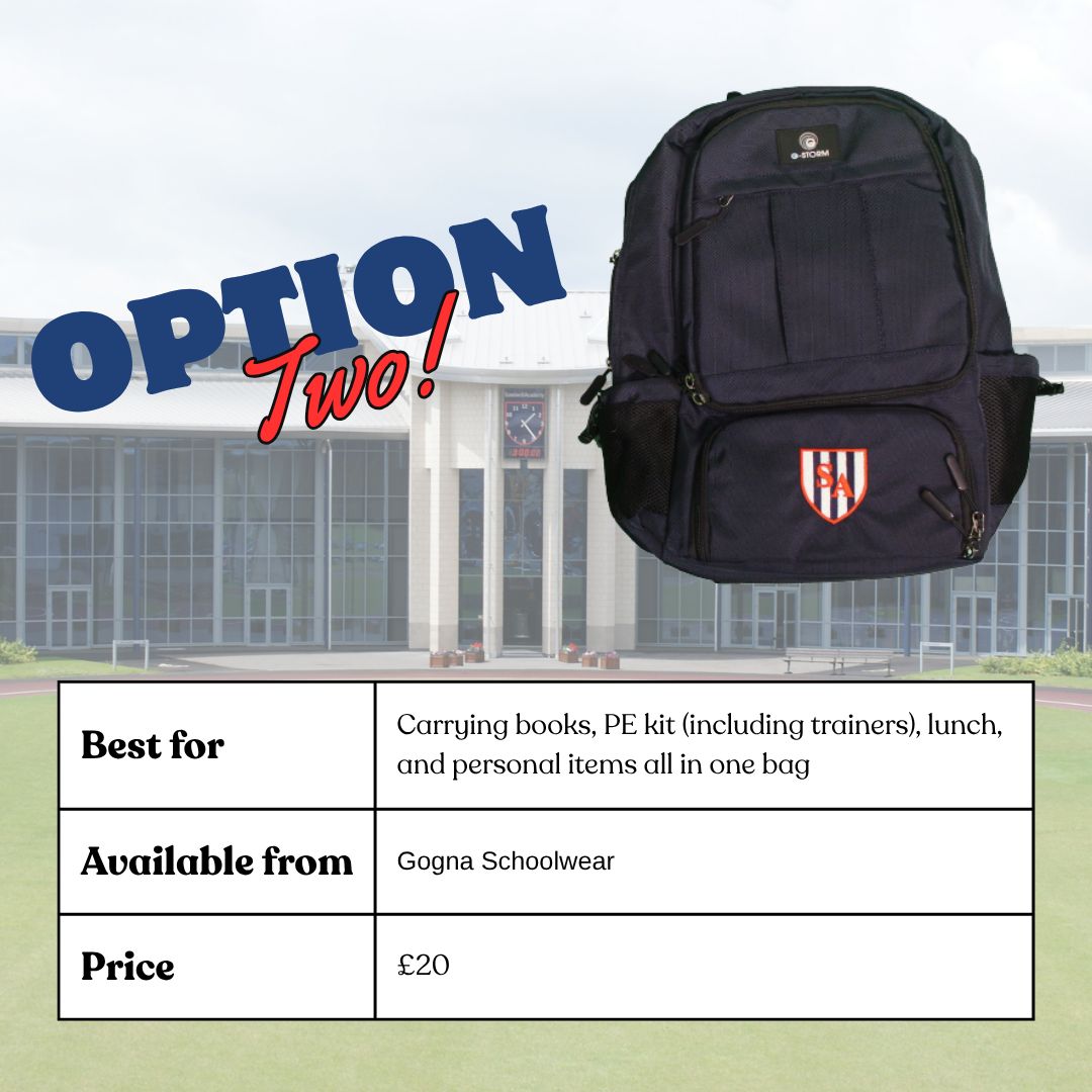 🎒 New Year, New Gear!

From September 2025, Sandwell Academy will offer
two official Academy rucksacks for students to choose
from.

Durable, stylish, and designed for everyday school life
— these bags help keep you organised and ready.

#SandwellAcademy #ProudToBelong