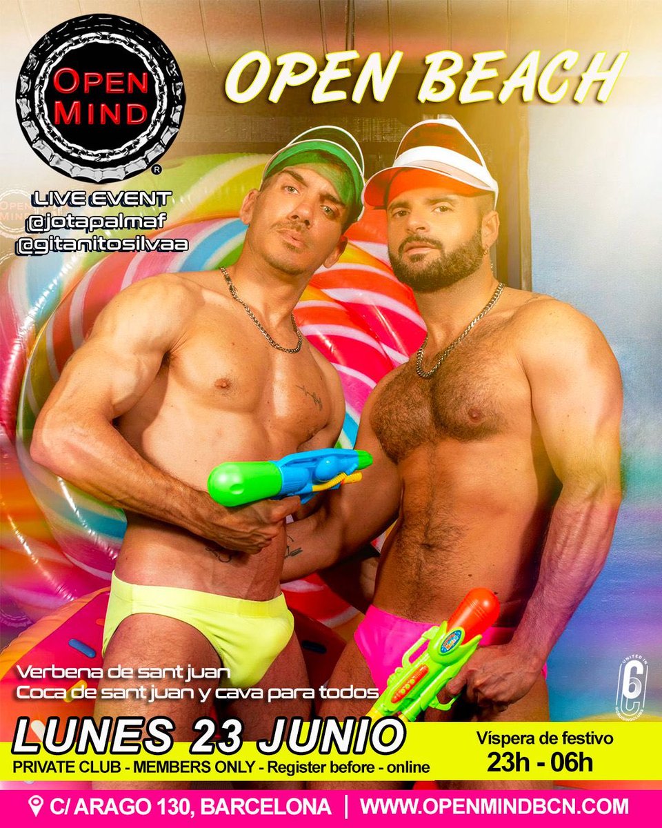 openmindbcnclub (@openmindbcnclub) on Twitter photo Lunes, 23 de junio, OPEN BEACH, celebramos San Juan en <a href="/openmindbcnclub/">openmindbcnclub</a> 🔥🔥🔥
Cuando: Lunes 23 de junio 2025
Hora ⏰ desde las 23 hasta las 6 horas
Donde: <a href="/openmindbcnclub/">openmindbcnclub</a>🌈🌈🌈
Calle Arago, 130, Barcelona..
Que: Open beach🩴🩴
@jotapalmaf y @gitanosilvaa Lunes, 23 de junio, OPEN BEACH, celebramos San Juan en <a href="/openmindbcnclub/">openmindbcnclub</a> 🔥🔥🔥
Cuando: Lunes 23 de junio 2025
Hora ⏰ desde las 23 hasta las 6 horas
Donde: <a href="/openmindbcnclub/">openmindbcnclub</a>🌈🌈🌈
Calle Arago, 130, Barcelona..
Que: Open beach🩴🩴
@jotapalmaf y @gitanosilvaa
