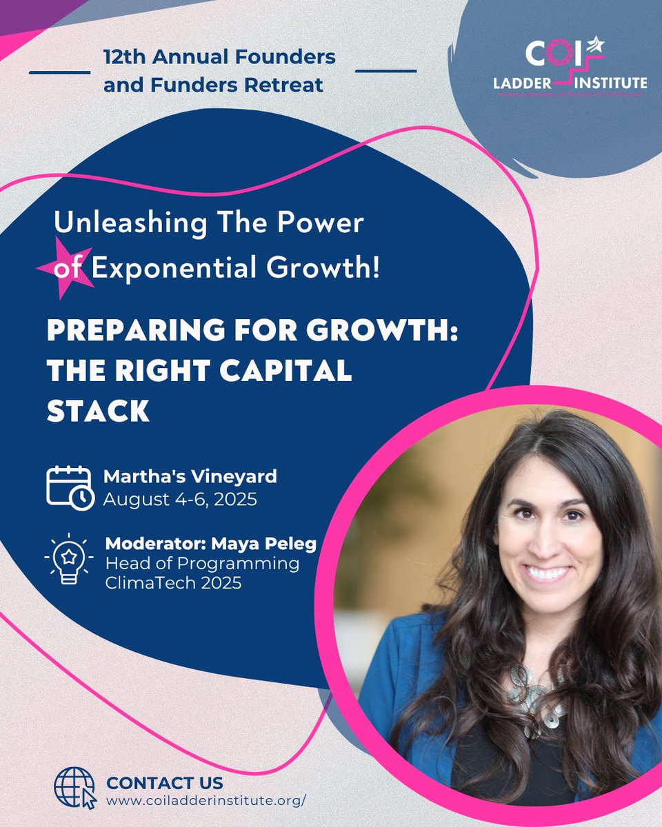 Moderating this powerful conversation is Maya Peleg, a strategic leader known for translating vision into action across climate tech, workforce development, and inclusive innovation ecosystems. Catch the panel on August 5!
#COILadderInstitute #UnleashingThePower