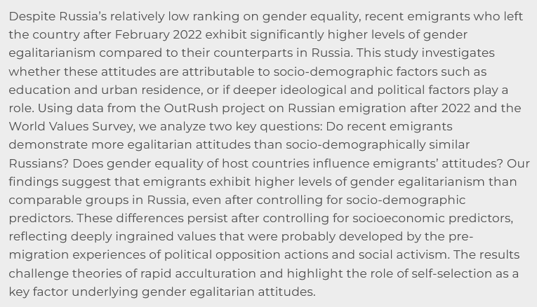 Communist and Post-Communist Studies (@cpcs_journal) on Twitter photo New in Advance Articles:
Gender Egalitarianism of Recent Emigrants from Russia: The Effect of Emigration or a Trait of a Social Group?
by Veronica Kostenko, Emil Kamalov (<a href="/emkamalov/">Emil Kamalov</a>), Ivetta Sergeeva
doi.org/10.1525/cpcs.2… New in Advance Articles:
Gender Egalitarianism of Recent Emigrants from Russia: The Effect of Emigration or a Trait of a Social Group?
by Veronica Kostenko, Emil Kamalov (<a href="/emkamalov/">Emil Kamalov</a>), Ivetta Sergeeva
doi.org/10.1525/cpcs.2…
