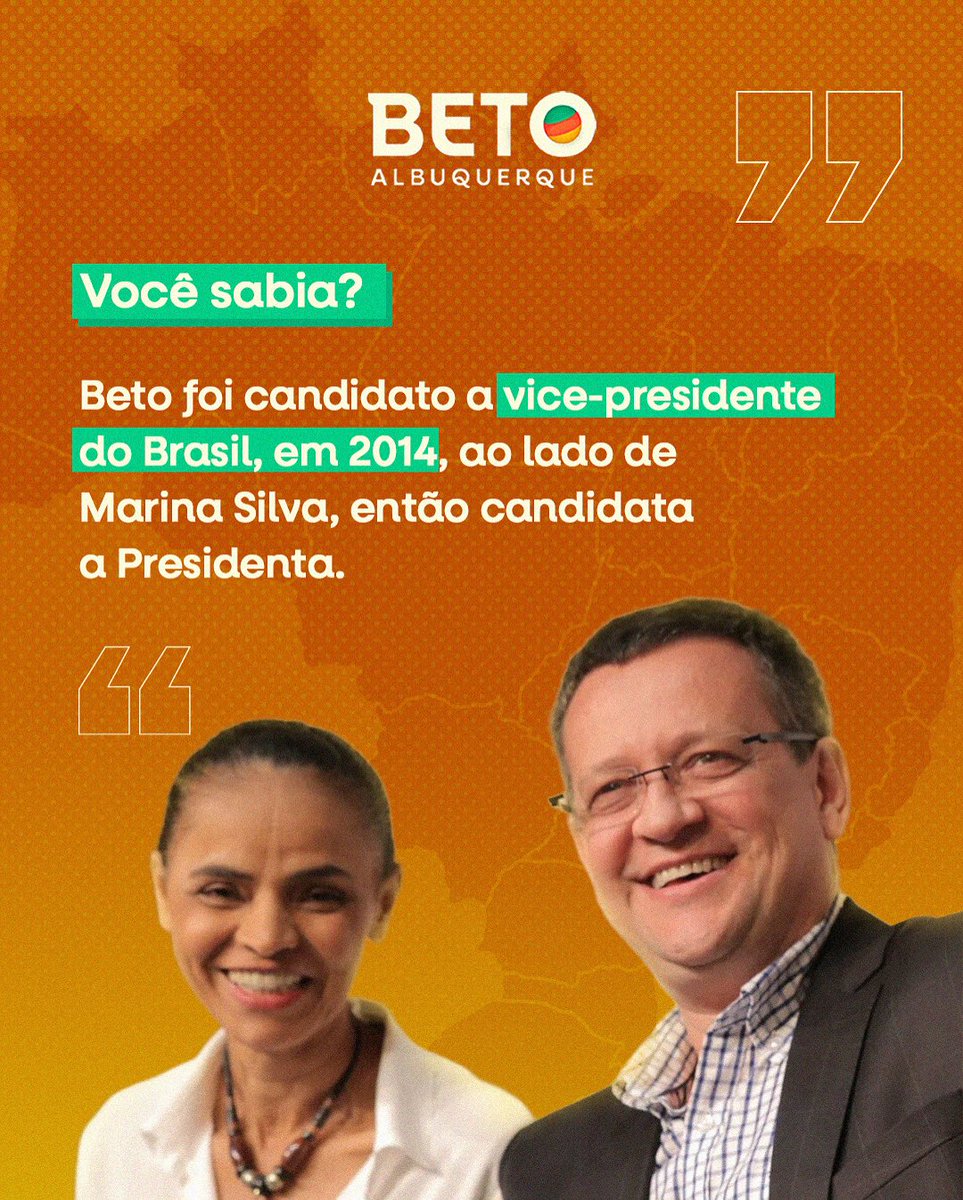 BetoAlbuquerque's tweet photo. A experiência que fez história! Em 2014, fui candidato a vice-presidente do Brasil ao lado de Marina Silva, conquistando 22.176.619 votos e representando uma plataforma com foco em sustentabilidade e desenvolvimento.
#BetoAlbuquerque #Eleicoes2014 #MarinaSilva #Votos #Sustentabilidade #Desenvolvimento #Brasil