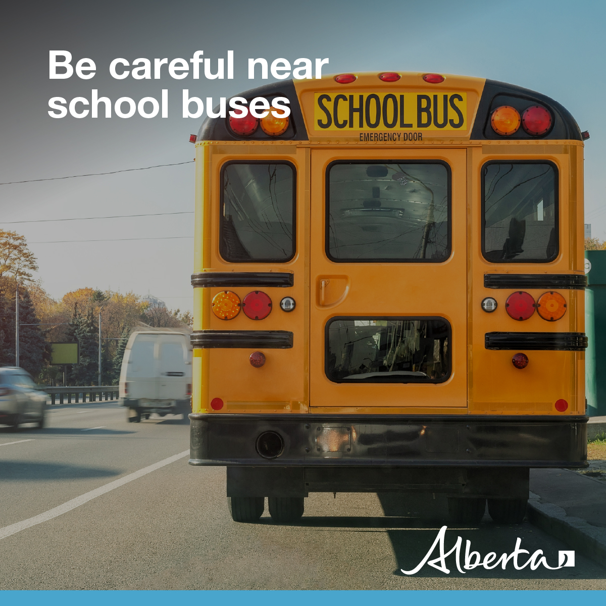 Nearly half of collisions with school buses are the result of driver error – focus on driving and nothing else. #ABRoads #DrivingTips #DriveSafe #RoadSafety