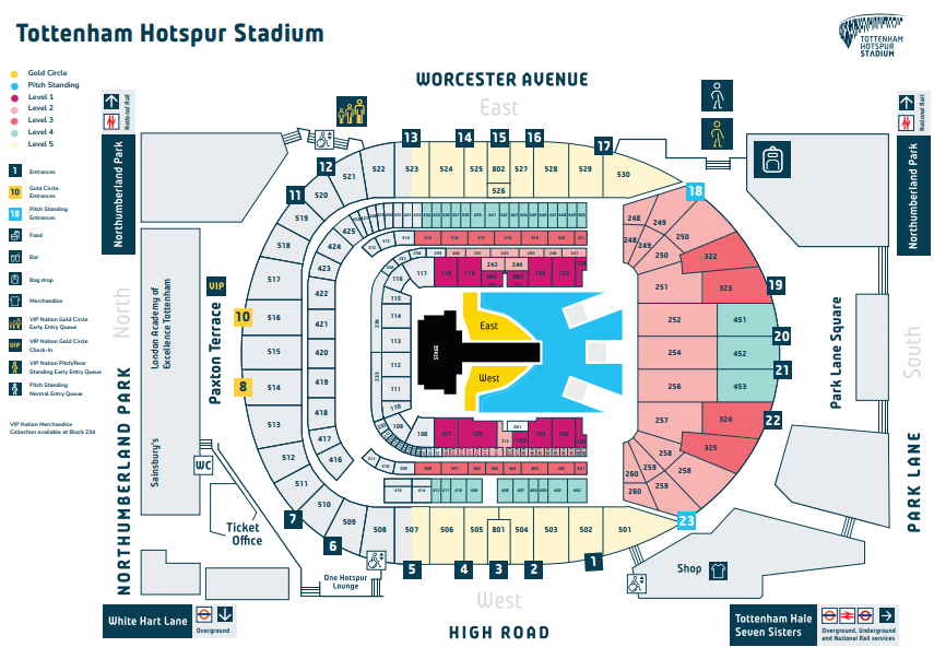 2GreenMonkeys's tweet photo. @SpursStadium Hey @SpursStadium  do you have a map for the Stray Kids concert - similar to this one you did for Travis Scott? I'm trying to organise meetups for freebies and it would be so useful to know where certain entrance queues will be! Thank you. https://t.co/msVGCaKL9G