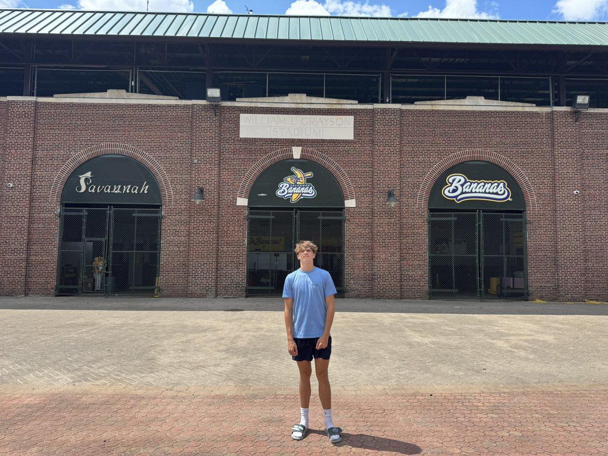 JennRoberts17's tweet photo. In the area for a baseball tournament and had to stop and see where the @TheSavBananas play and of course find @jacksonolson__ banner! https://t.co/cRUdpopDcI