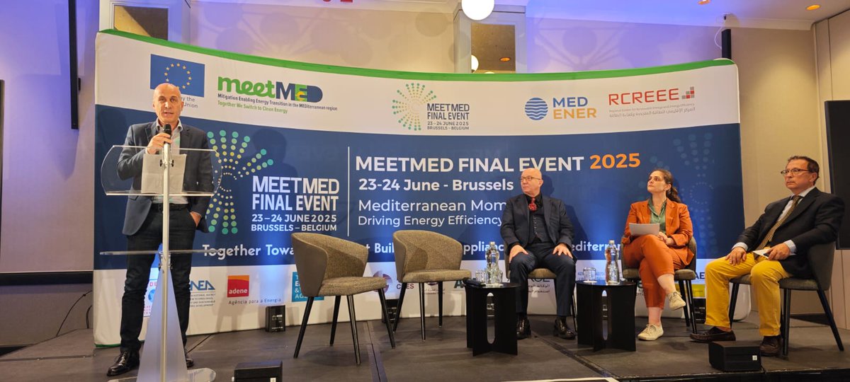 ENEAOfficial's tweet photo. Giorgio Graditi, DG ENEA e Presidente di #MEDENER, ha partecipato all'evento finale del progetto #meetMED, che segna il culmine di quattro anni di lavoro innovativo volto a promuovere misure di #efficienzaenergetica negli edifici e negli elettrodomestici in otto paesi beneficiari https://t.co/gWRxyqLJya