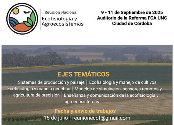 maizararg's tweet photo. Los invitamos a la 1° Reunión Nacional de #Ecofisiología y #Agroecosistemas organizada por el INTA, a través del Programa de Ecofisiología y Agroecosistemas, en conjunto con la Facultad de Ciencias Agropecuarias de la UNC.
 
👉Más info en https://t.co/ycMDe5pJIa https://t.co/NXJK8Xk0is