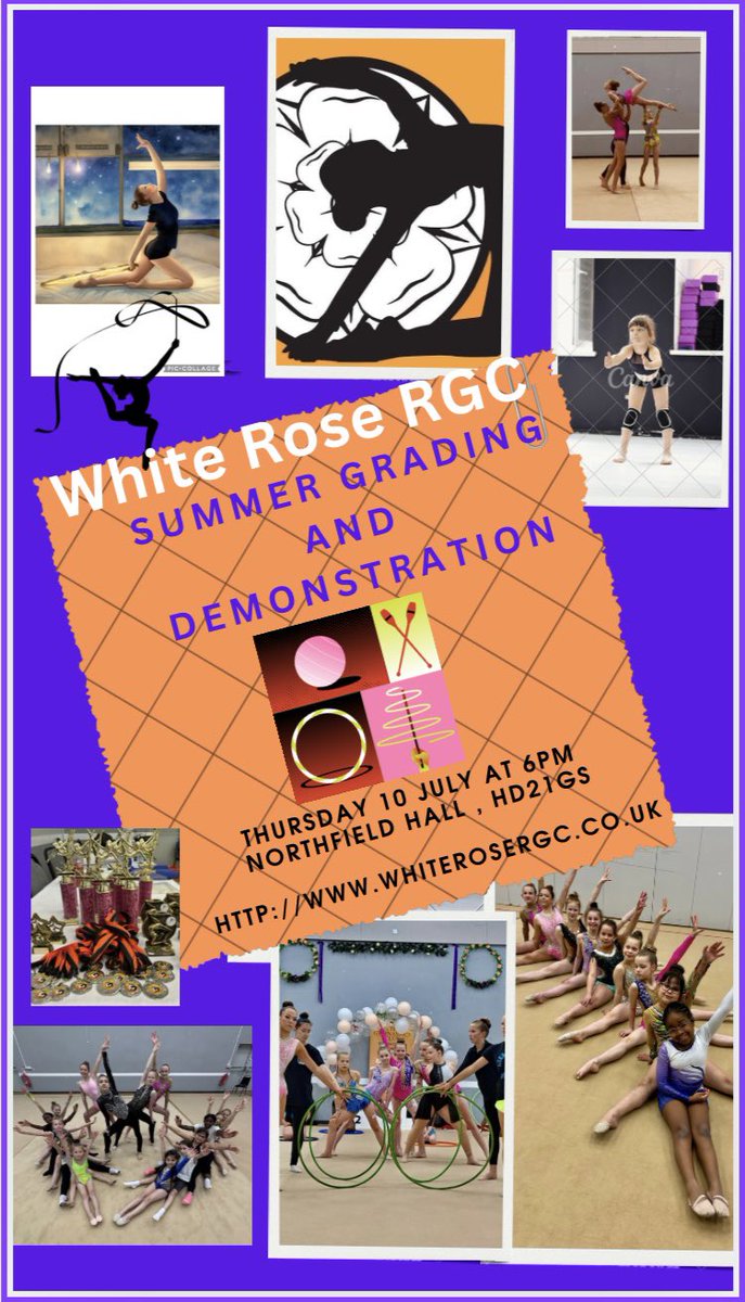RhythmicRose's tweet photo. Summer Grading event, which will be held on Thursday 10th July
2025 at 6 pm in Northfield Hall, Huddersfield.

It would be great to see many family and friends come and support your gymnasts and our club.
We are planning demonstration performances. 

https://t.co/JrzEO1Thx2 https://t.co/tGdzBeJd42
