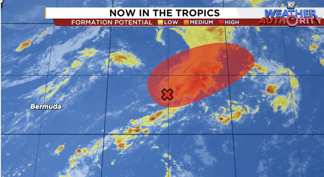 JGerardWeather's tweet image. The season’s first tropical depression or tropical storm (Andrea) has a 70% chance of developing today before the window of opportunity closes tomorrow. No threat to land. #meteorologist4thepeople #LOCAL10 #NHC