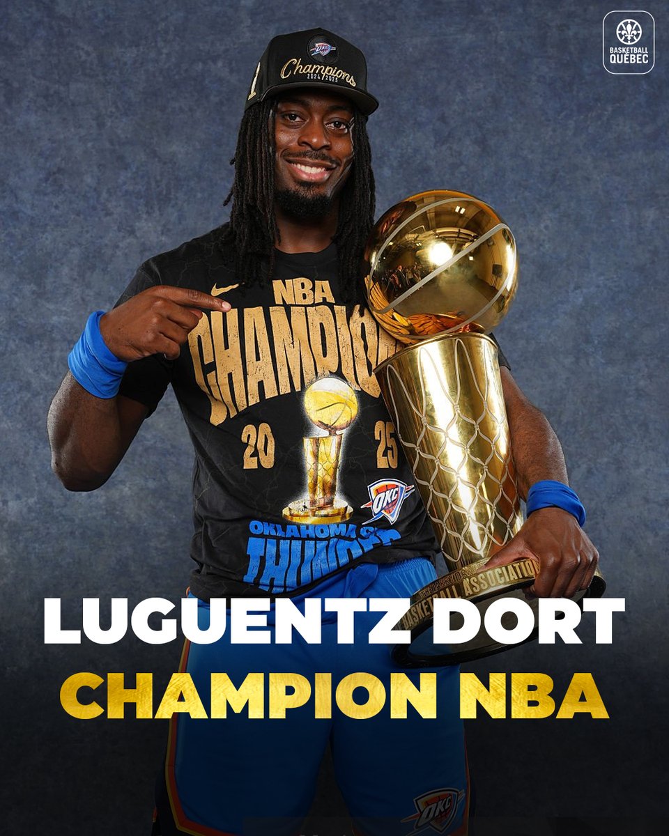 BasketballQc's tweet image. Félicitations à Luguentz qui devient le quatrième québécois Champion NBA ! 🏆
