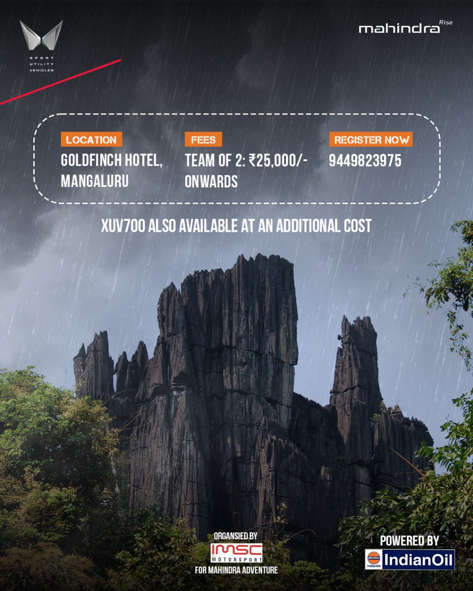 From Sigandoor's serene backwaters to the majestic Jog Falls, experience the monsoon magic like never before. Join the #MonsoonChallenge!

📅 11th - 13th July 2025
🚗 Flag-off from Mangalore
👉 Book your spot now!

#MahindraAdventure #Monsoon #Mangalore #Gokarna #SouthIndia