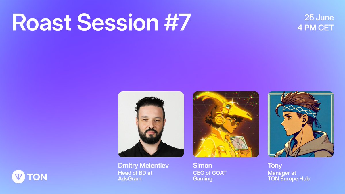 🥇 Roast Session #7 — TON Nest x TON Europe Hub

Builders will take the stage to pitch their projects and receive valuable feedback from seasoned experts.

This is a unique opportunity to learn how successful projects are built, understand the key elements that make a product