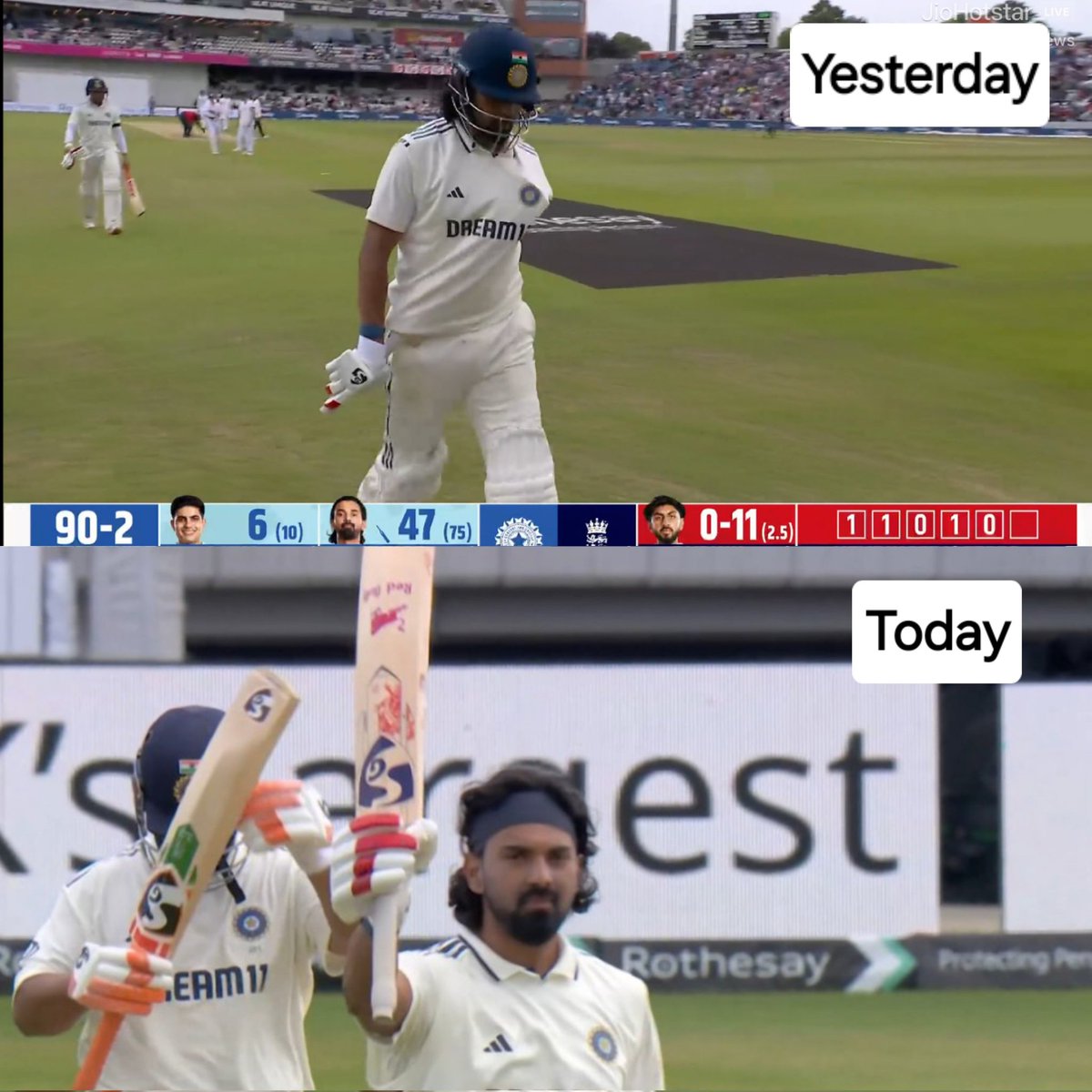 The way he protected his bat from drizzle yesterday made me realise that today he would score big.

Respect your game and the game respects you in return. 
#KLRahul #ENGvsIND #INDvsENG #INDvENG #ENGvIND