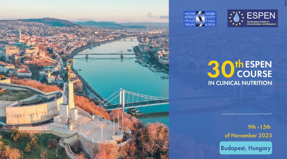 On behalf of the Hungarian Society of Clinical Nutrition, ESPEN cordially invite you to the 30th ESPEN Course in Clinical Nutrition, held in Budapest, Hungary, from 9th to 15th November 2025.
Gain clinically relevant information about clinical nutrition and metabolism and Network