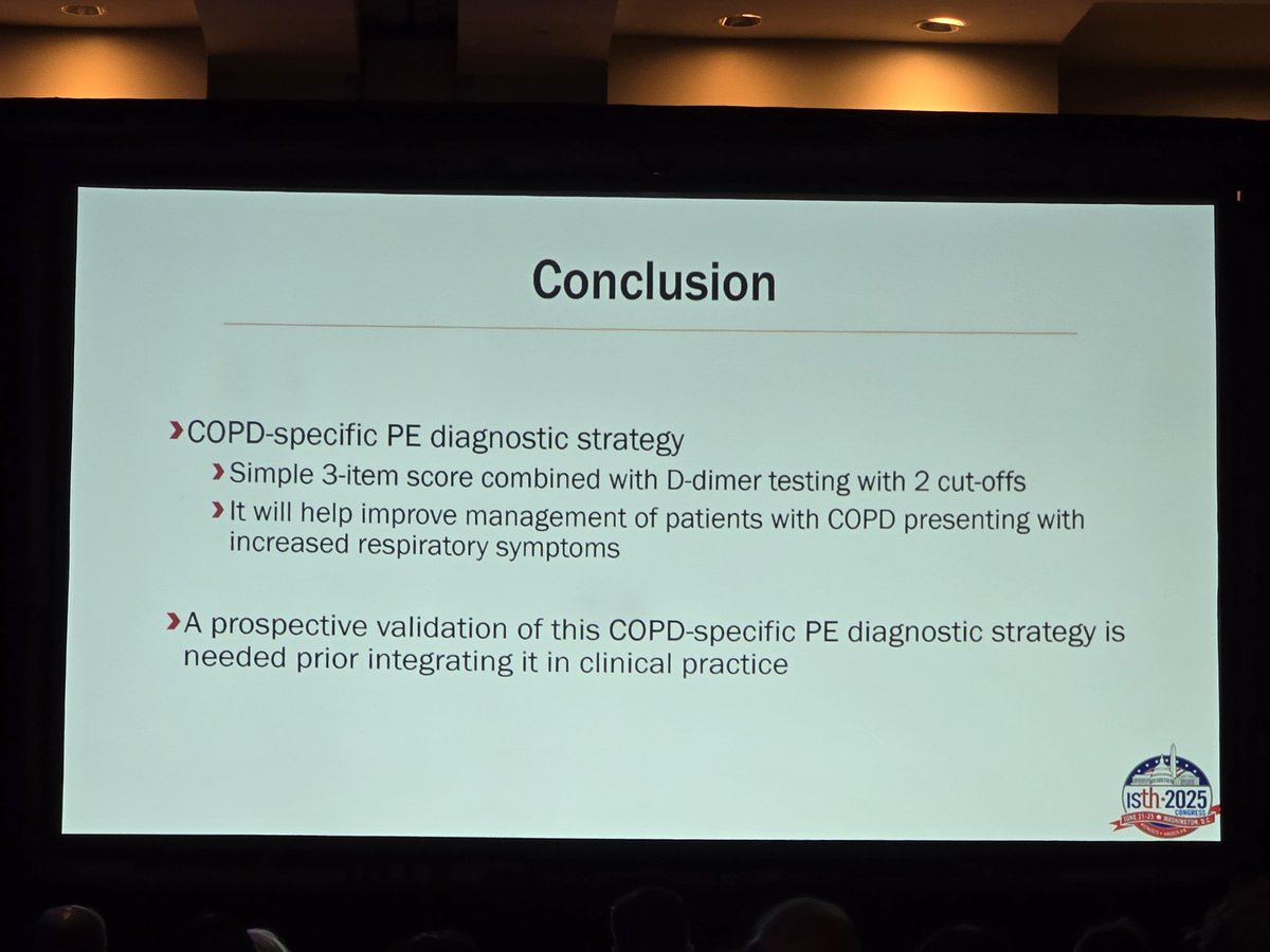 GuillaumeRobMD's tweet image. Une nouvelle stratégie diagnostique pour l’embolie pulmonaire chez les patients avec MPOC. #ISTH2025
Par @Vicky_Mai_