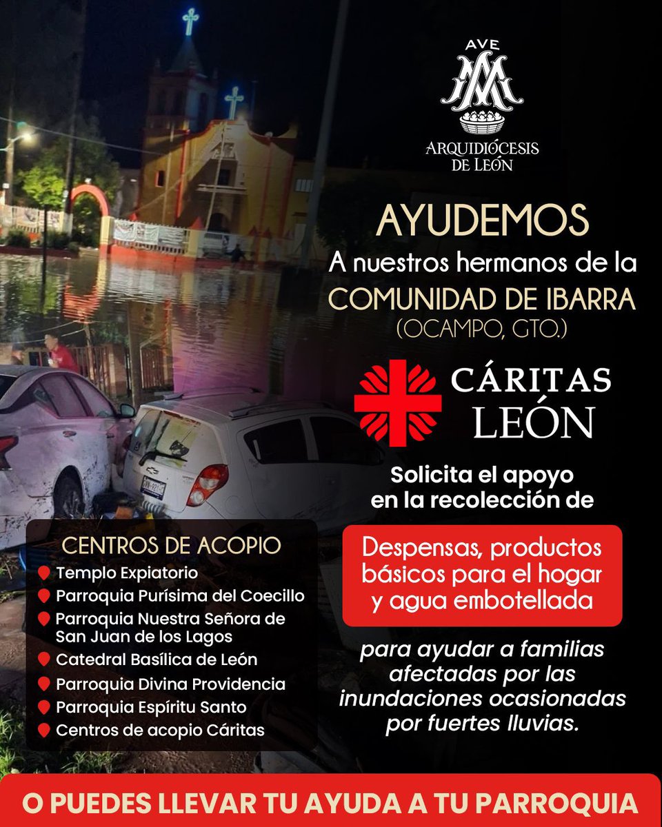 Ayudemos a los habitantes de Ibarra, en Ocampo, Guanajuato.  Hay más de 900 damnificados por el desbordamiento de la presa Las Golondrinas, es casi la mitad de la población de esa comunidad... CÁRITAS está lista para recibir nuestras aportaciones y llevárselas <a href="/ELPODERNOTICIAS/">El Poder de las Noticias León</a>