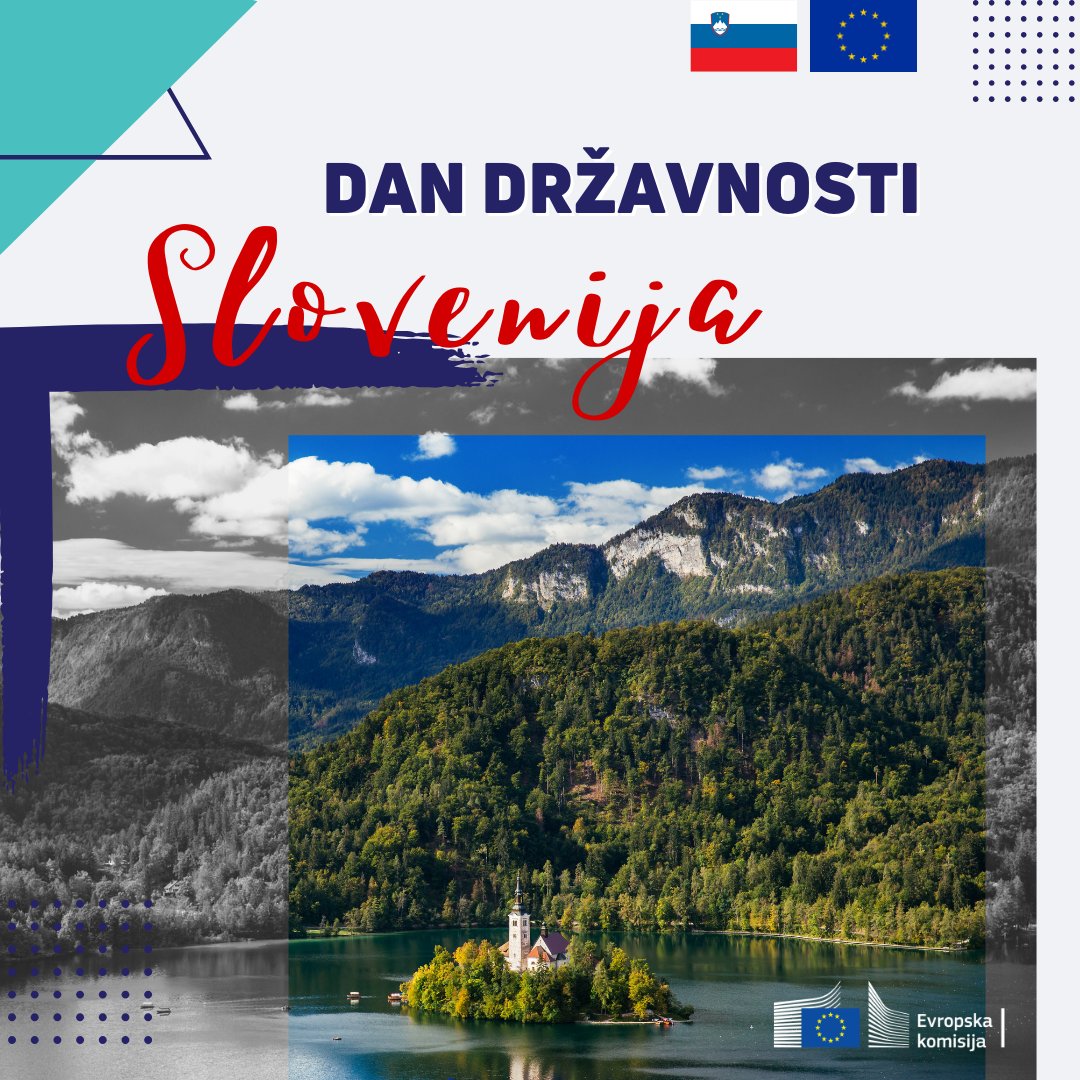 🙌 Pred 34 leti je Slovenija razglasila samostojnost 🇸🇮.

🙌 Pred 21 leti je postala polnopravna članica 🇪🇺.

🙌 Naj bodo tudi prihodnja leta uspešna, mirna in srečna!

🎂 Vse najboljše, Slovenija!

#dandržavnosti #praznik #Slovenija #EU #EvropskaKomisija