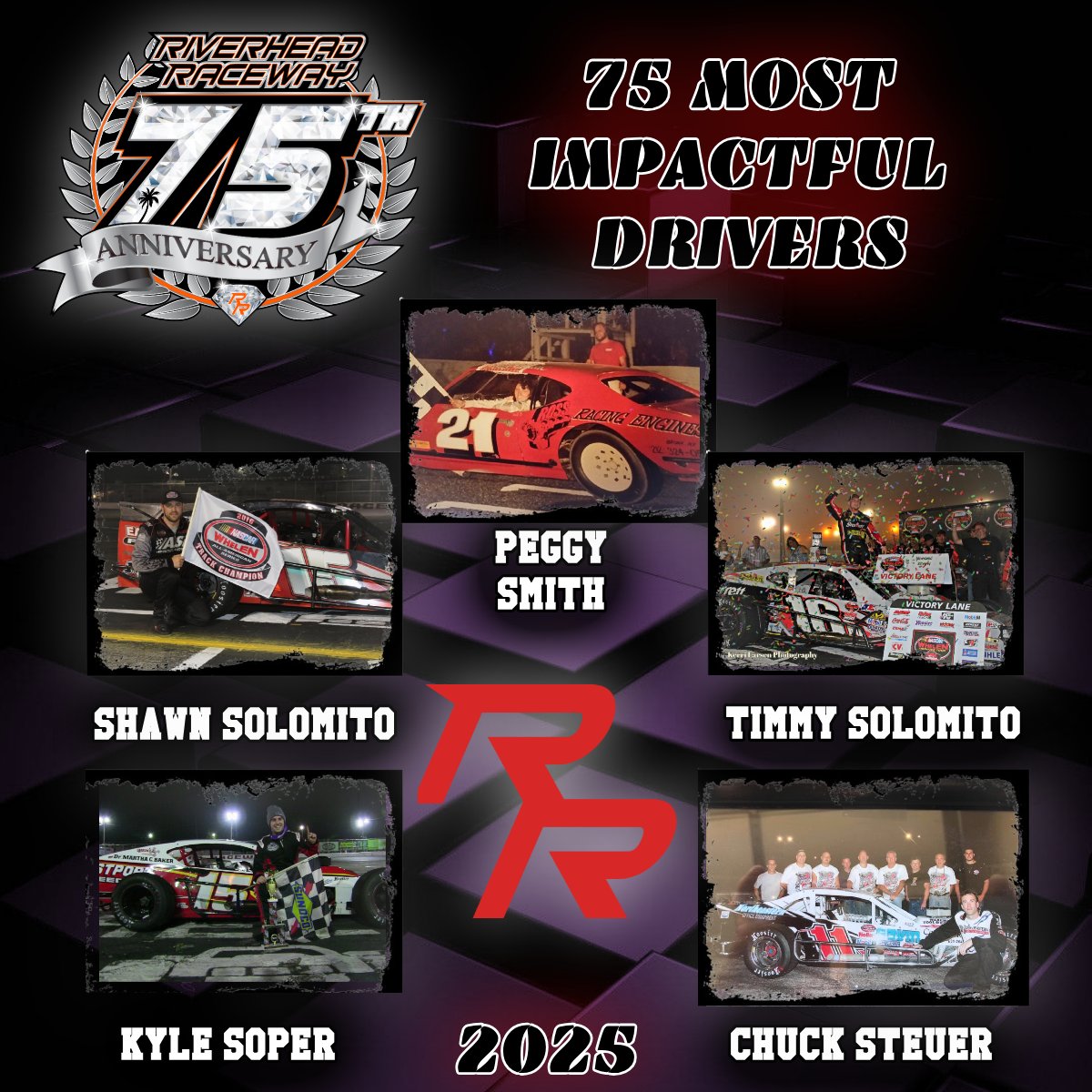 We are back at it and slowly winding down presenting the last half of the 75 most Impactful drivers.
 
Peggy Smith 
Shawn Solomito
Timmy Solomito
Kyle Soper
Chuck Steuer