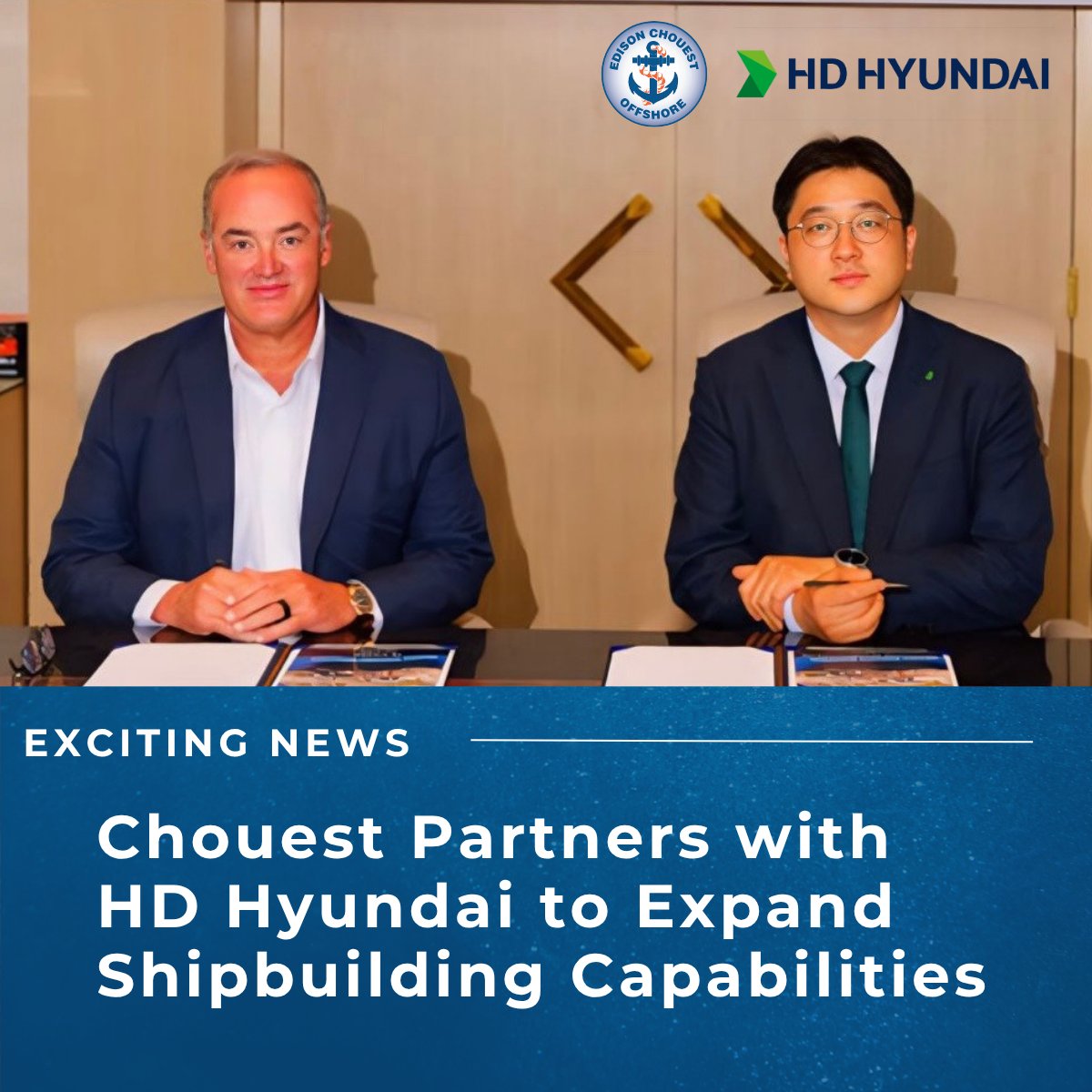 We're thrilled to announce a new partnership between The Chouest Group and HD Hyundai to enhance our capabilities in building state-of-the-art medium-sized containerships right here in the U.S. Learn more about this exciting venture:  ow.ly/bnOT50WenSu
