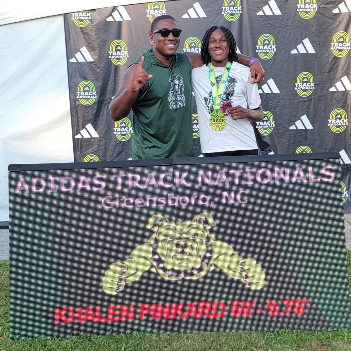 Congratulations to Trojan track standout Khalen Pinkard, who won the triple jump national championship at Adidas Nationals with a PR jump of 50 feet, 9.75 inches! He continues his success after winning state titles in both the triple and long jump this season! #GoldStandard