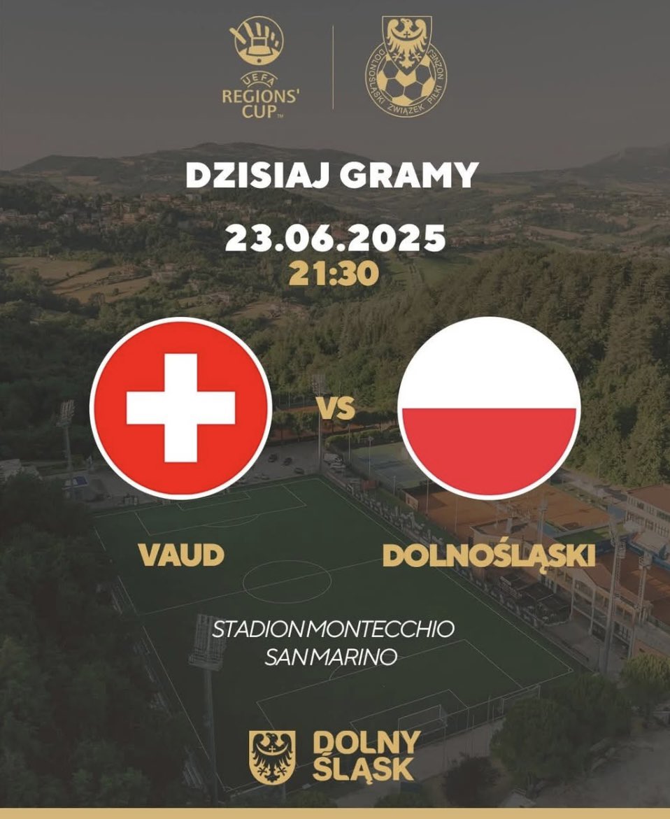 Dzisiaj o 21,30 Reprezentacja Regions Cup <a href="/DolZPN/">Dolnośląski Związek Piłki Nożnej</a> rozegra pierwszy mecz w drodze po Mistrzostwo Europy Amatorów. Zapraszamy przed monitory. Transmisja na <a href="/LaczyNasPilka/">Łączy nas piłka</a> 👍
Jaki Związek już jesteśmy dwukrotnym ME Amatorów 😀💪🔝