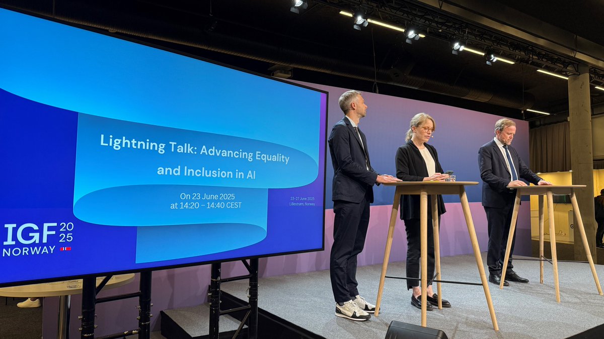 DSGBjornBerge's tweet image. At the @intgovforum in Lillestrøm 🇳🇴I emphasised that #AI is shaping how people access jobs, services, information and justice: “Too often, these systems reinforce inequality. Together with the EU AI Act, the @coe Framework Convention on #AI offers a legal foundation to ensure…