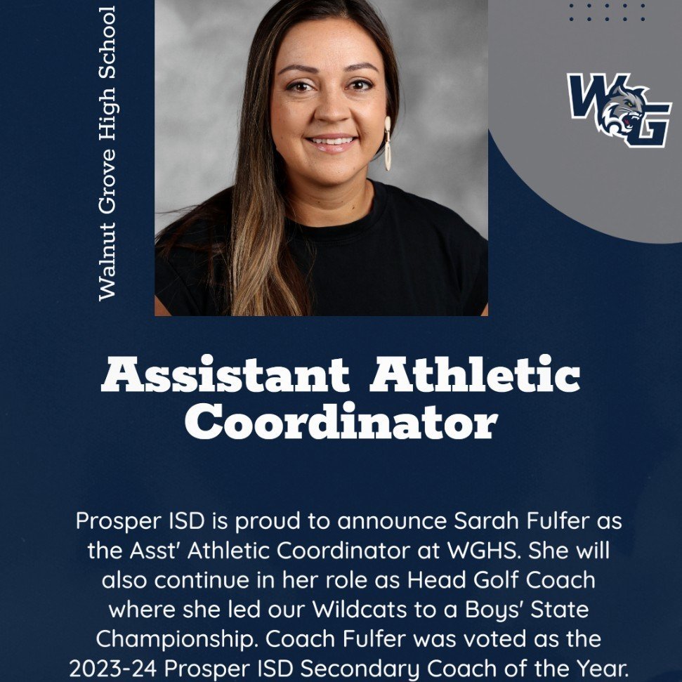 We are excited to announce our new Assistant Athletic Coordinator, Coach Sarah Fulfer! <a href="/ProsperISD/">Prosper ISD</a>