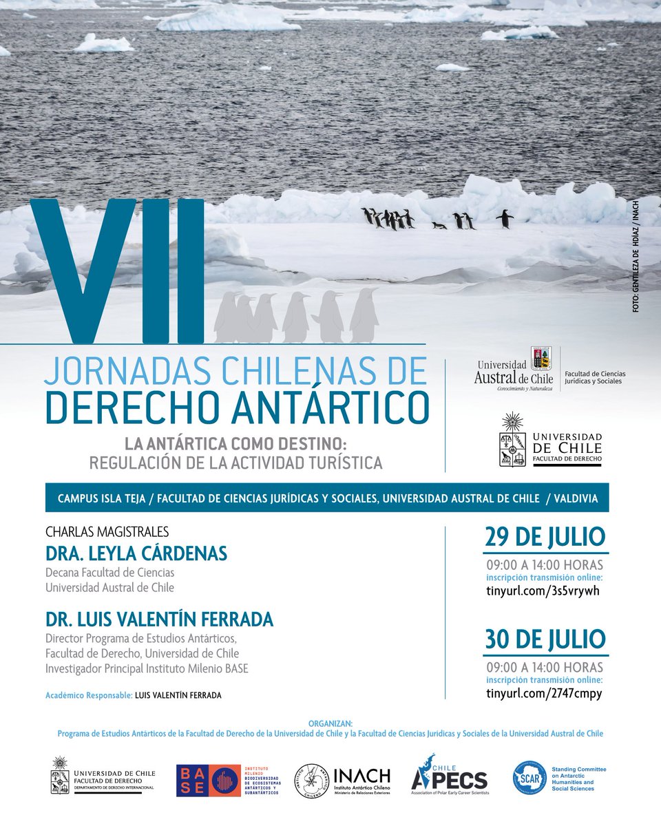 Instituto Milenio BASE (@mileniobase) on Twitter photo Valdivia📍🇦🇶 ¡Se acercan las VII Jornadas Chilenas de Derecho Antártico! Un encuentro organizado por <a href="/derechouchile/">Facultad de Derecho</a> <a href="/U_Antartica/">U-Antartica</a> <a href="/derechouach/">Derecho U. Austral de Chile</a>
🗓️29 y 30 de julio 2025
📲Envía tu resumen en bit.ly/3FOxK1u Valdivia📍🇦🇶 ¡Se acercan las VII Jornadas Chilenas de Derecho Antártico! Un encuentro organizado por <a href="/derechouchile/">Facultad de Derecho</a> <a href="/U_Antartica/">U-Antartica</a> <a href="/derechouach/">Derecho U. Austral de Chile</a>
🗓️29 y 30 de julio 2025
📲Envía tu resumen en bit.ly/3FOxK1u