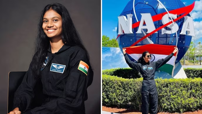IndiaToday's tweet photo. 𝐀𝐧𝐝𝐡𝐫𝐚 𝐰𝐨𝐦𝐚𝐧 𝐛𝐞𝐜𝐨𝐦𝐞𝐬 𝐟𝐢𝐫𝐬𝐭 𝐈𝐧𝐝𝐢𝐚𝐧 𝐭𝐨 𝐜𝐨𝐦𝐩𝐥𝐞𝐭𝐞 𝐍𝐀𝐒𝐀 𝐩𝐫𝐨𝐠𝐫𝐚𝐦, 𝐭𝐨 𝐠𝐨 𝐭𝐨 𝐬𝐩𝐚𝐜𝐞 𝐢𝐧 𝟐𝟎𝟐𝟗

Dangeti Jahnavi from #AndhraPradesh, will travel to space in 2029. She is the first Indian to complete @NASA's International Air and Space Program. 

Jahnavi is a STEM advocate and asteroid discoverer. She has delivered talks for ISRO’s educational programs and addressed students at premier institutions including National Institutes of Technology (NITs) across the country. 

Report by @Journo_Abdul - https://t.co/gmAVHqRcw9