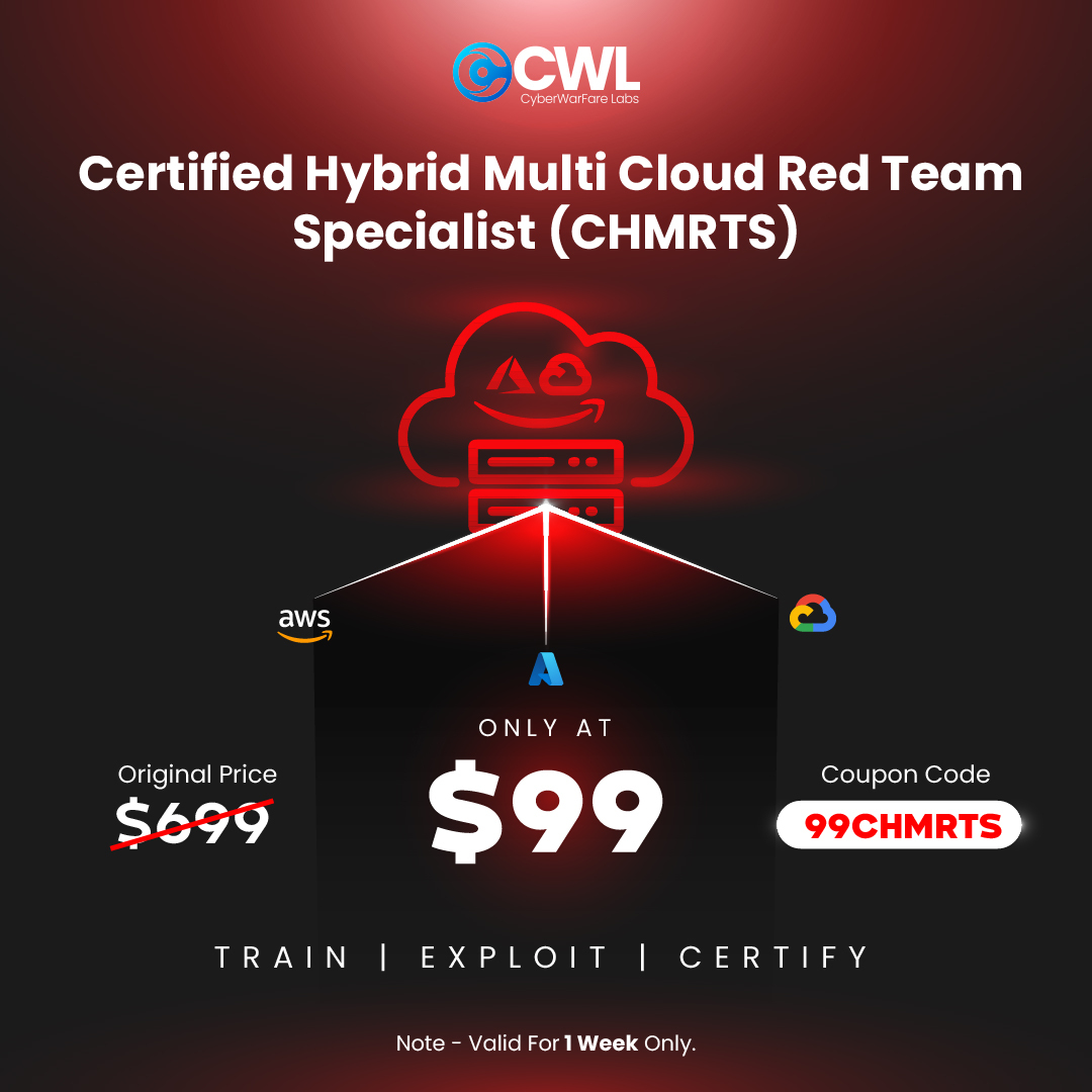 cyberwarfarelab's tweet image. 💥 BOOM! Massive price dropped. CHMRTS Now at just $99. 🎫 Use coupon code &quot;99CHMRTS&quot; now. Hurry, Offer ends soon. 💥

🚀 Go grab now: cyberwarfare.live/product/hybrid…

#CyberSecurityCertification  #CyberWarfareLabs #CyberDeals #CHMRTS #InfoSecTraining #PriceDrop #HugeOffer