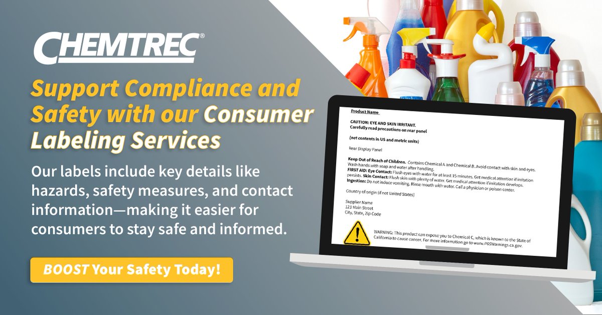 chemtrec's tweet image. 🛡️ Need help identifying the required information for your consumer product label? CHEMTREC’s SDS team offers reliable support to help meet safety and compliance requirements. okt.to/0fzYbQ

#SDSAuthoring #ConsumerLabels #SafetyCompliance