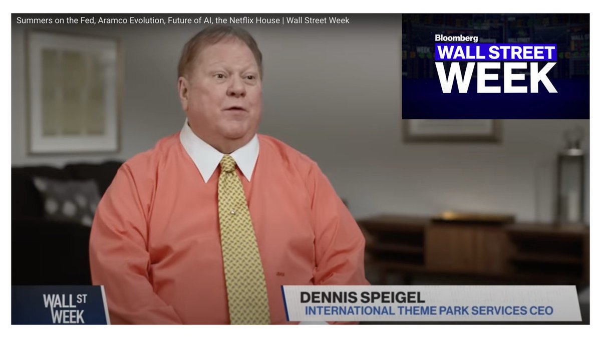 Be sure to watch and listen as Dennis Speigel, Founder &amp; CEO of ITPS, joins Andrew Wexler, CEO of Herschend Entertainment, and Josh Simon, Netflix Consumer Products VP, on Bloomberg’s Wall Street Week special segment, Themed Entertainment Industry.

youtu.be/gwM8QQbRjkc?t=…
