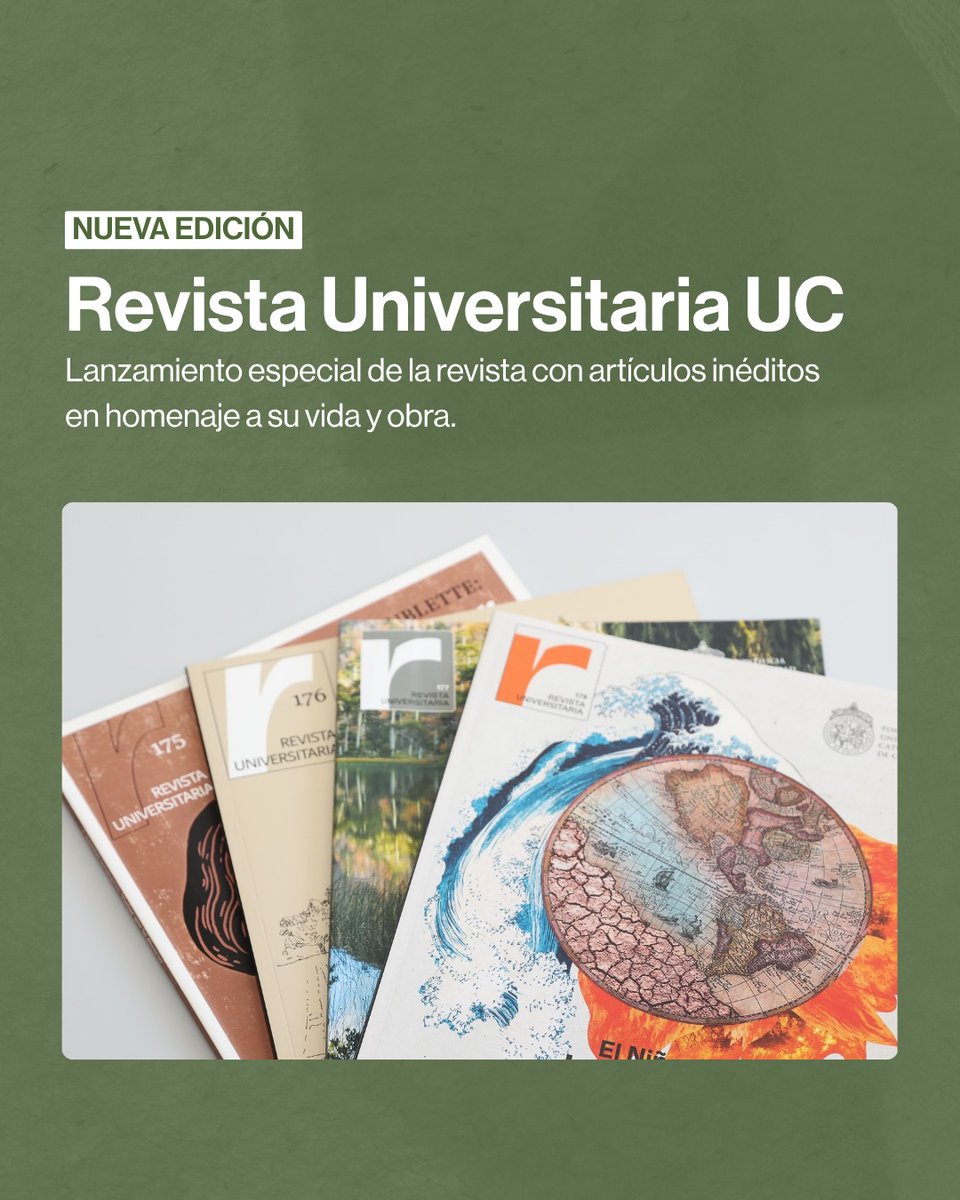 Universidad Católica (@ucatolica) on Twitter photo #CulturaEnLaUC📖| ¡Ya está la nueva edición de <a href="/RevistaUniv_UC/">Revista Universitaria UC</a>! Dedicada a Gastón Soublette que incluye una reseña sobre el libro de <a href="/edicionesuc/">Ediciones UC</a> "El último libro de Gastón Soublette" y respecto al documental de su vida "Cuatro refranes para un solo hombre". Revísalo aquí #CulturaEnLaUC📖| ¡Ya está la nueva edición de <a href="/RevistaUniv_UC/">Revista Universitaria UC</a>! Dedicada a Gastón Soublette que incluye una reseña sobre el libro de <a href="/edicionesuc/">Ediciones UC</a> "El último libro de Gastón Soublette" y respecto al documental de su vida "Cuatro refranes para un solo hombre". Revísalo aquí