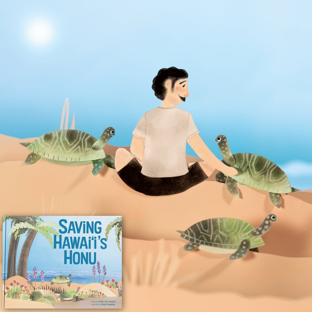 In 'Saving Hawai'i's Honu,' by Leslie Ann Hayashi &amp; Kelly Pousette, George Balazs saw his first green sea turtle, or honu, and his life changed forever. He moved to Hawai’i to study the beautiful animals, but how many honu are left? Out 6/30

Preorder→ hubs.ly/Q03rm85s0