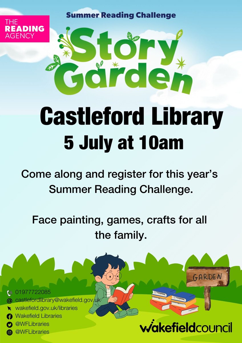 Its almost time to sign up to this year's Summer Reading Challenge. #castlefordlibrary are having a fun launch day with face painting, games and crafts. #SummerReadingChallenge #StoryGarden