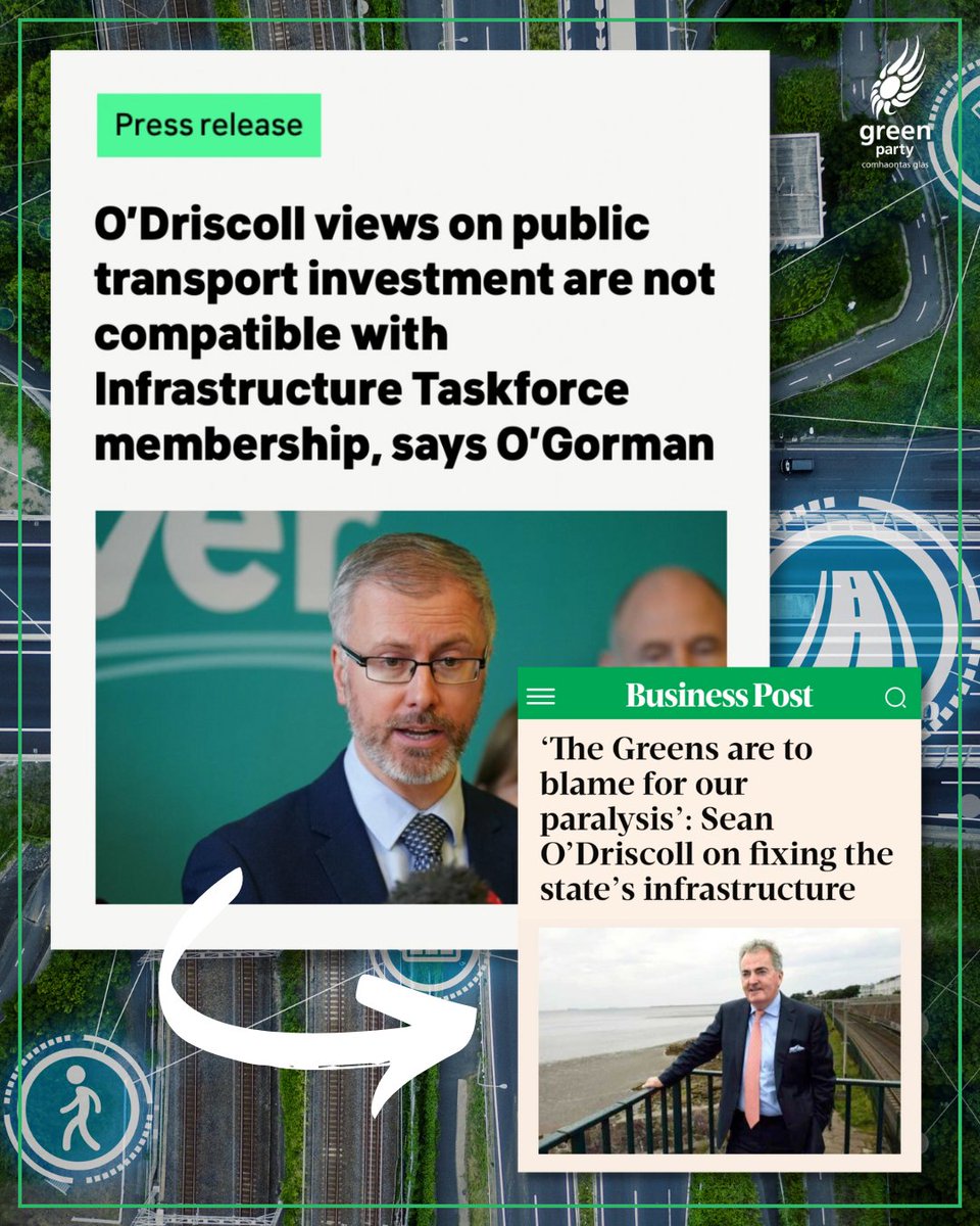 Green Party Ireland (@greenparty_ie) on Twitter photo Sean O'Driscoll's comments on public transport investment are not compatible with his membership of the new Infrastructure Taskforce.
We are left with the question of whether his continued membership of this taskforce is tenable.
<a href="/rodericogorman/">Roderic O’Gorman TD</a>
shorturl.at/dGzt6 Sean O'Driscoll's comments on public transport investment are not compatible with his membership of the new Infrastructure Taskforce.
We are left with the question of whether his continued membership of this taskforce is tenable.
<a href="/rodericogorman/">Roderic O’Gorman TD</a>
shorturl.at/dGzt6