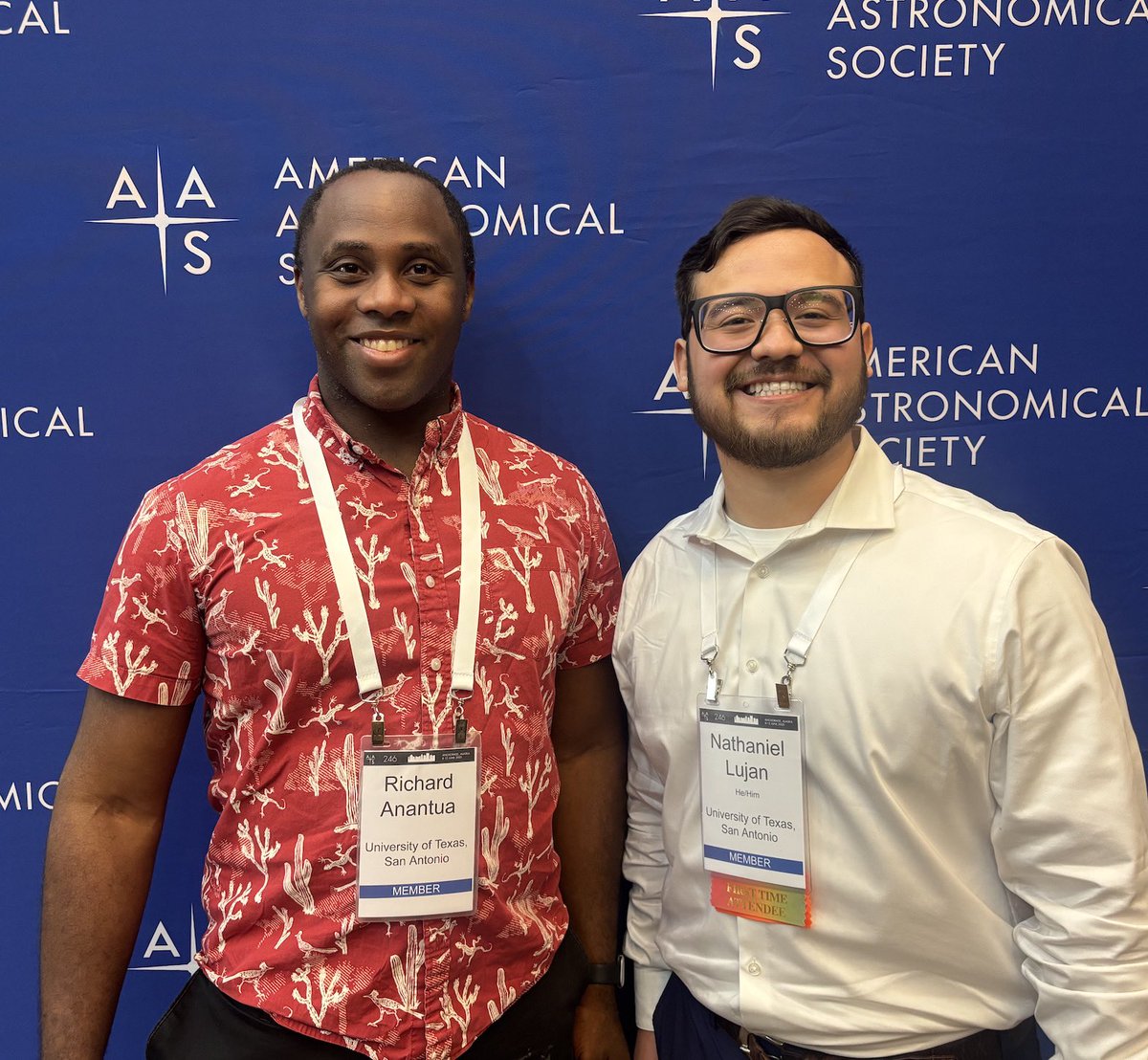 SCEECS collaborator and UTSA PhD student Nate Lujan gave a press conference at the 246th AAS meeting. He discussed his recent paper findings over the relation between black holes, dark matter, and galaxy formation. Read here: utsa.edu/today/2025/06/…
