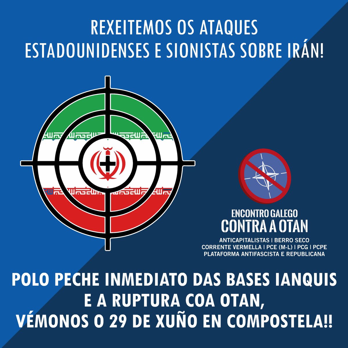 Lembrade: Vémonos o domingo 29 de xuño na Praza do Toural (Compostela) ás 12:00 h para denunciar dende a unidade o belicismo otanista. Contra o imperialismo, loita popular.