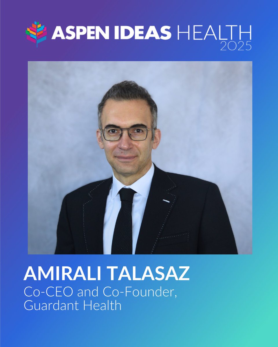 GuardantHealth's tweet image. Today, our co-CEO AmirAli Talasaz joins the New Frontiers in Cancer panel at #AspenIdeasHealth to discuss how innovation in blood-based screening, AI, and precision medicine is reshaping the fight against cancer.
Tune in via @AspenIdeas to join the conversation!