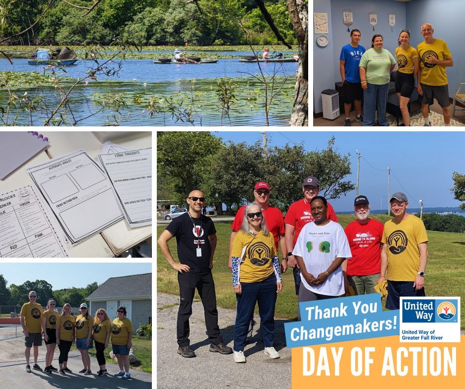 THANK YOU, volunteers! 💪
Day of Action brought out 40+ Changemakers for 7 projects across Greater Fall River — totaling 150 hours of community-building impact.
 
#UnitedIsTheWay we #GetInvolved, #GiveBack &amp; build a #HealthyCommunity.
 
#DayOfAction #UWGFR #Changemakers