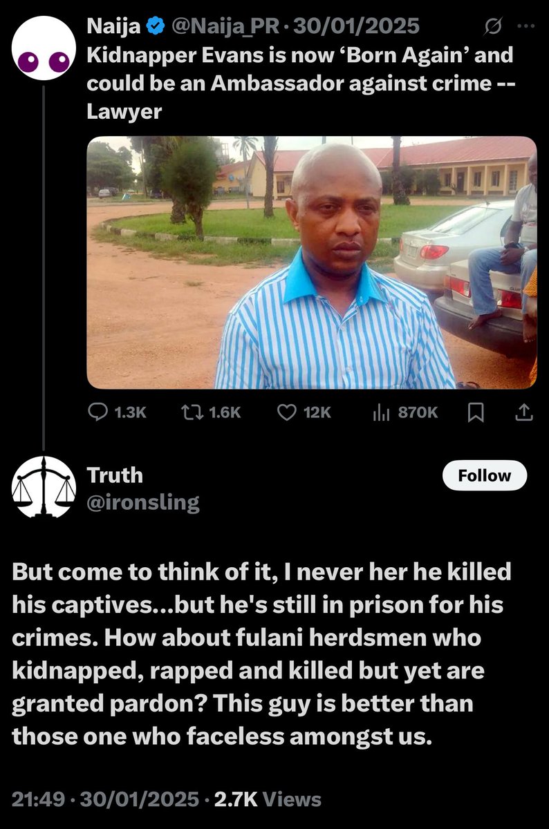 My brother, I was shocked to my bones.

They started whitewashing Evans the notorious kidnapper.