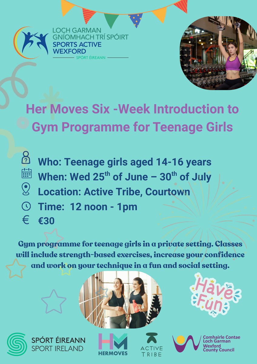 Why not take part in the Her Moves 6-week Introduction to gym programme for 14-16yrs. This will be a multi-class programme where teenage girls will have the opportunity to try out different gym classes and exercises all supervised by a qualified instructor. Want to gain